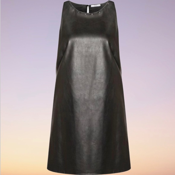 DEX Black Leather Studded Shift Mini Moto Dress - Picture 2 of 8